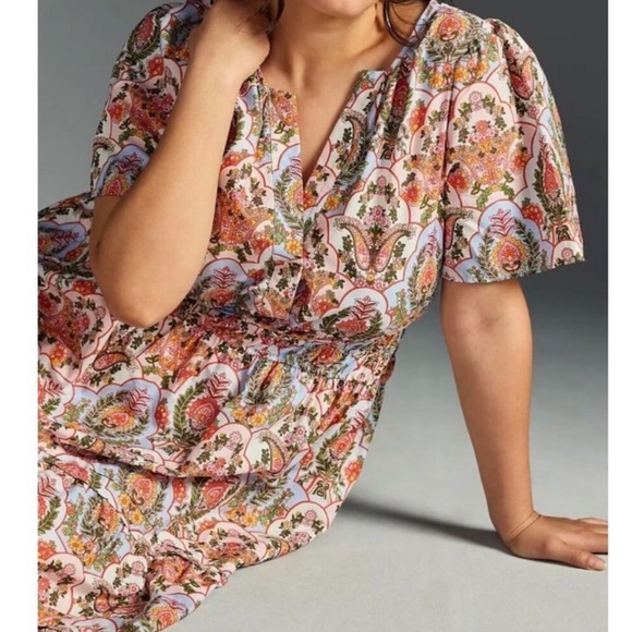 Anthropologie Somerset Cotton Patterned Printed Dress - Picture 7 of 8